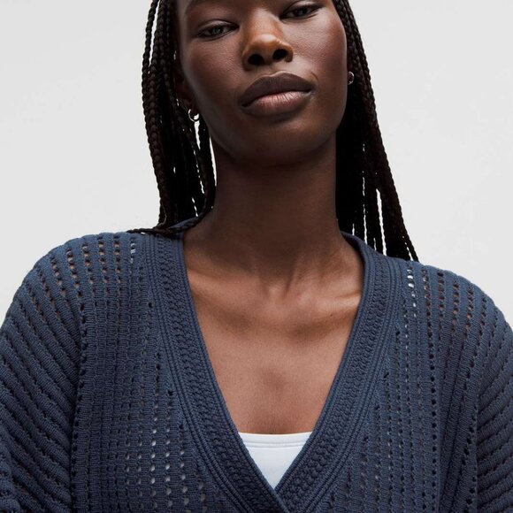 Lululemon Cotton Crochet Mesh Relaxed-Fit Cardigan - Picture 3 of 8